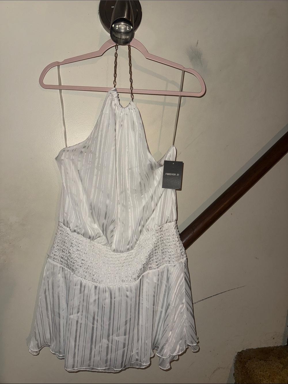 Forever 21 White One-Shoulder Halter Dress